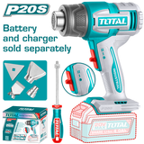Feon cu aer cald TOTAL 20V, 300–550°C (NU INCLUDE ACUMULATOR)