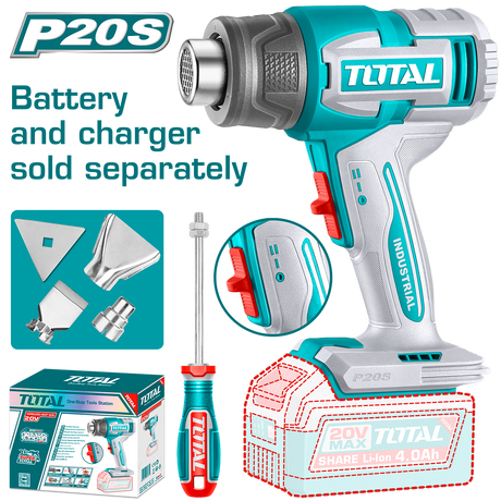 Pistoale aer cald/de lipit/de vopsit, Feon cu aer cald TOTAL 20V, 300–550°C (NU INCLUDE ACUMULATOR), 2, atomico.ro