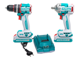 Kit Combo TOTAL 20V, Masina de gaurit cu impact si Masina de insurubat cu impact (include 2 acumulatori si 1 incarcator)