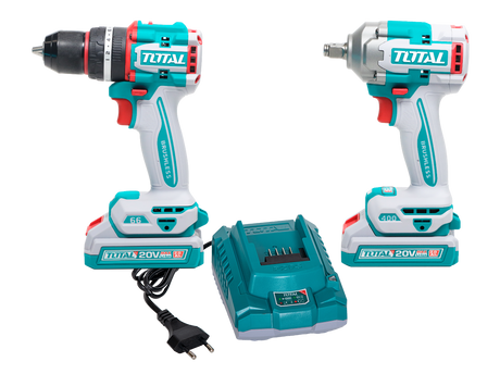 Scule TOTAL, Kit Combo TOTAL 20V, Masina de gaurit cu impact si Masina de insurubat cu impact (include 2 acumulatori si 1 incarcator), 1, atomico.ro