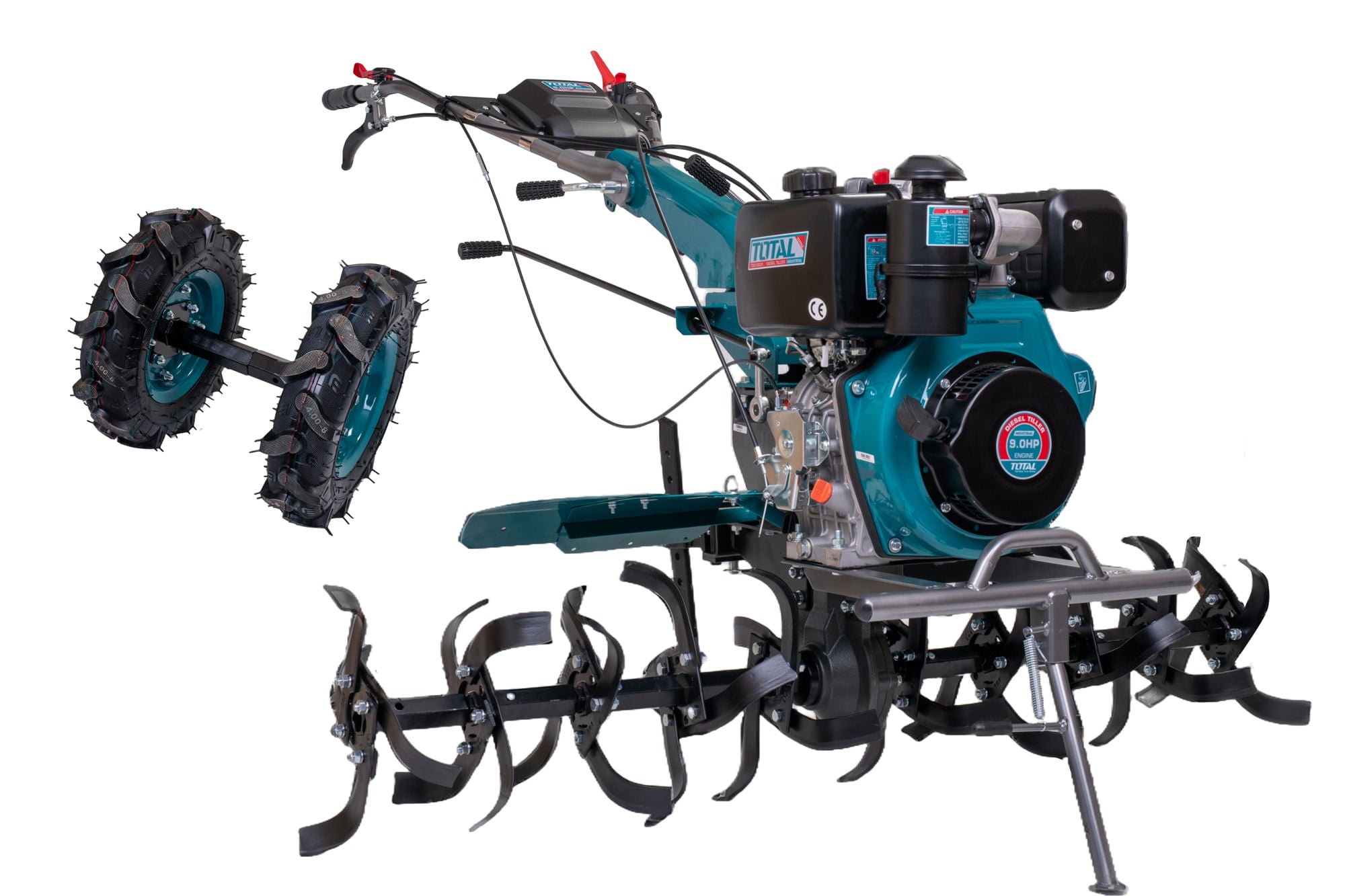 Motocultor DIESEL TOTAL 9 CP, cu set freze si roti de transport