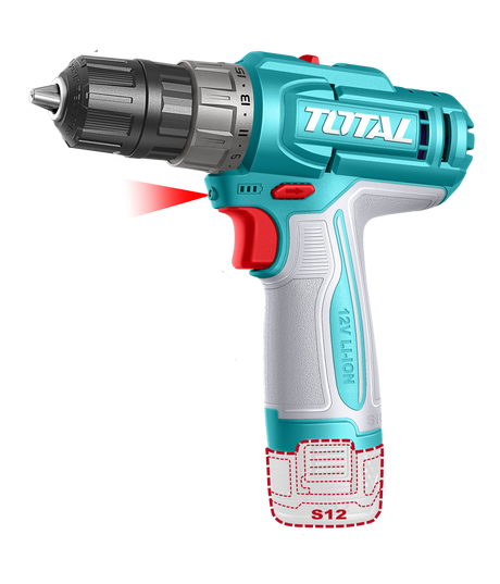 Masini de Gaurit/ Insurubat - Bormasini, Masina de gaurit cu acumulator TOTAL 12 V, Li-Ion, LED, 20 Nm, 1500 rpm, 1, atomico.ro