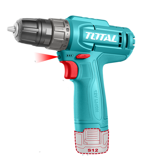 Masini de Gaurit/ Insurubat - Bormasini, Masina de gaurit TOTAL cu Acumulator 12V – 1.5Ah, LED, Mandrina 10 mm, Li-Ion, atomico.ro