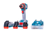 Masina de gaurit si insurubat TOTAL 20V, 66 Nm, motor fara perii, 4 capete interschimbabile