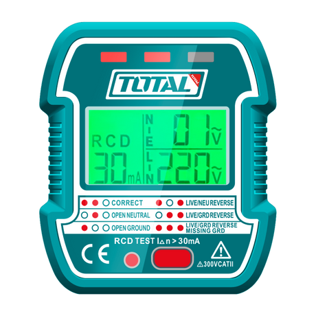 Creioane de tensiune, Stecher tester TOTAL VDE, ecran LCD, 90–250V, test RCD si prize, 1, atomico.ro