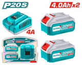 Kit TOTAL 2 baterii si incarcator 20V 4.0Ah