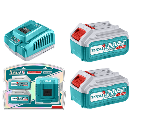 Scule si utilaje constructii, Kit TOTAL 2 baterii si incarcator 20V 4.0Ah, 1, atomico.ro
