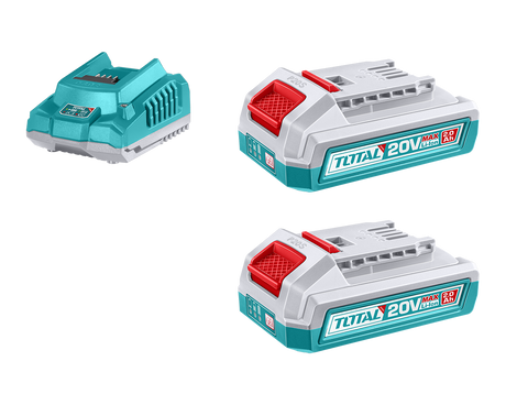 Oferta Zilei, Kit TOTAL 20V – 2 baterii Li-Ion 2.0Ah + incarcator rapid P20S, 1, atomico.ro