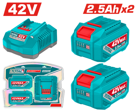 Toate produsele, Set TOTAL 2 acumulatori 42V 2.5Ah si incarcator, Li-Ion, 1, atomico.ro
