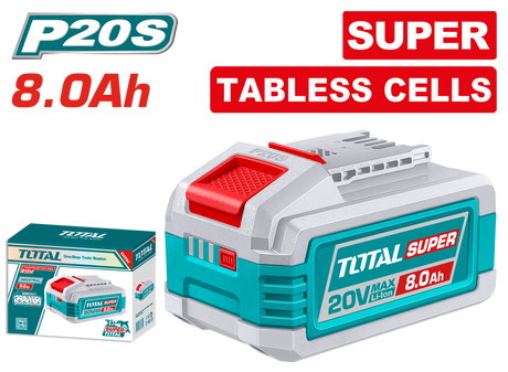 Scule TOTAL, Acumulator TOTAL 20V, 8.0Ah, Li-Ion, celule tip Tabless, compatibil seria P20S, atomico.ro