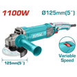 Polizor unghiular TOTAL 1100 W, diametru disc 125mm