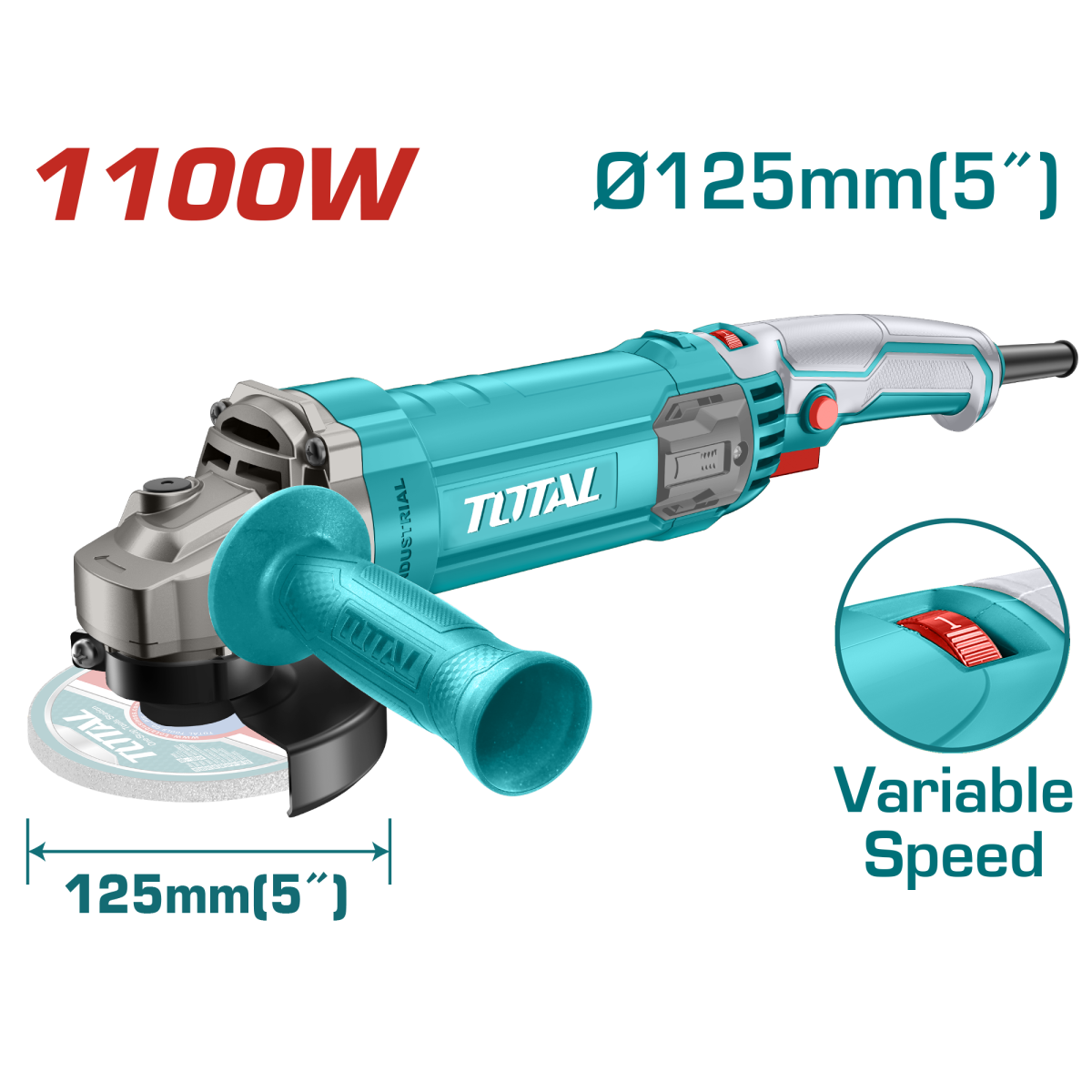 Polizor unghiular TOTAL 1100 W, diametru disc 125mm, 1, atomico.ro