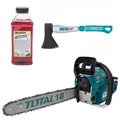 Oferta Zilei, Drujba pe benzina TOTAL, 46cc, 2.5 CP + ulei amestec 0.5L, toporisca Total 600g, 1, atomico.ro