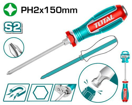 Scule TOTAL, Surubelnita dreapta impact TOTAL PH2 x 150 mm, S2, tija hex, 2, atomico.ro