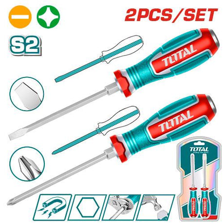 Scule TOTAL, Set 2 surubelnite impact TOTAL S2, PH2 + SL6.5, 125 mm, tija hex, 6, atomico.ro