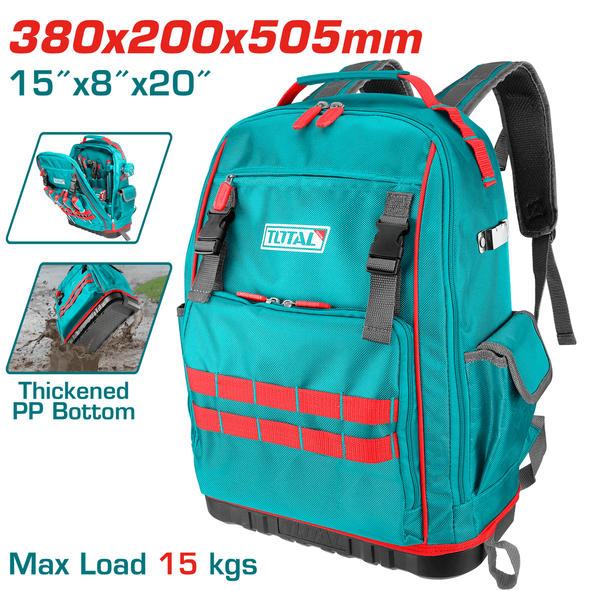 Ghiozdan pentru scule TOTAL, capacitate 15 kg, 38 x 20 x 50.5 cm, 1, atomico.ro