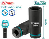 Cheie tubulara de impact TOTAL, 22 x 78 mm, 1/2", tubulara adanca, otel Cr-Mo