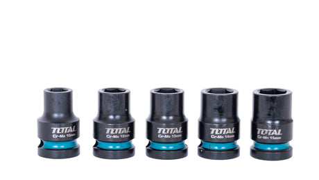 Scule si unelte de mana, Set 10 chei tubulare de impact TOTAL 1/2", 10-24 mm, 40 mm, Cr-Mo, 5, atomico.ro