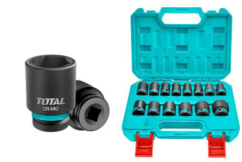 Set tubulare impact TOTAL 1/2", 14 piese, 10–27 mm, Cr-Mo, 1, atomico.ro