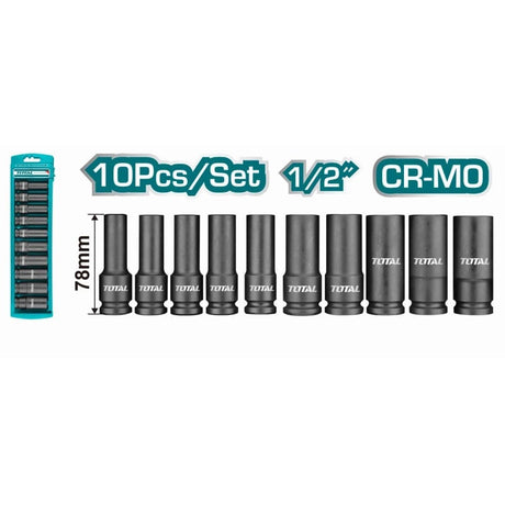 Antrenoare si tubulare, Set 10 buc tubulare lungi de impact TOTAL, 78mm CrM, atomico.ro