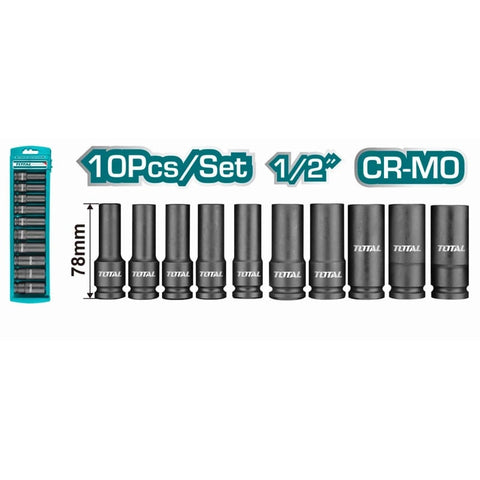 Set 10 buc tubulare lungi de impact TOTAL, 78mm CrM – Atomico