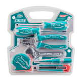 Set unelte TOTAL 7 piese, cleste, surubelnite, ruleta 3 m, cheie reglabila