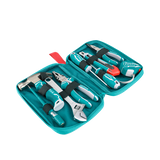 Set unelte de mana TOTAL 9 piese, ruleta 3 m, clesti, surubelnite, cheie reglabila