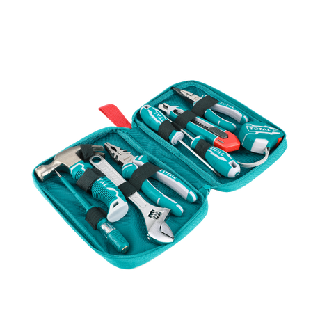 Scule electricieni, Set unelte de mana TOTAL 9 piese, ruleta 3 m, clesti, surubelnite, cheie reglabila, 5, atomico.ro