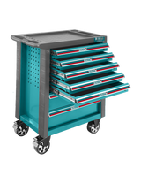 Carucior de scule TOTAL Industrial 328 piese – 7 sertare, complet echipat cu tavi EVA