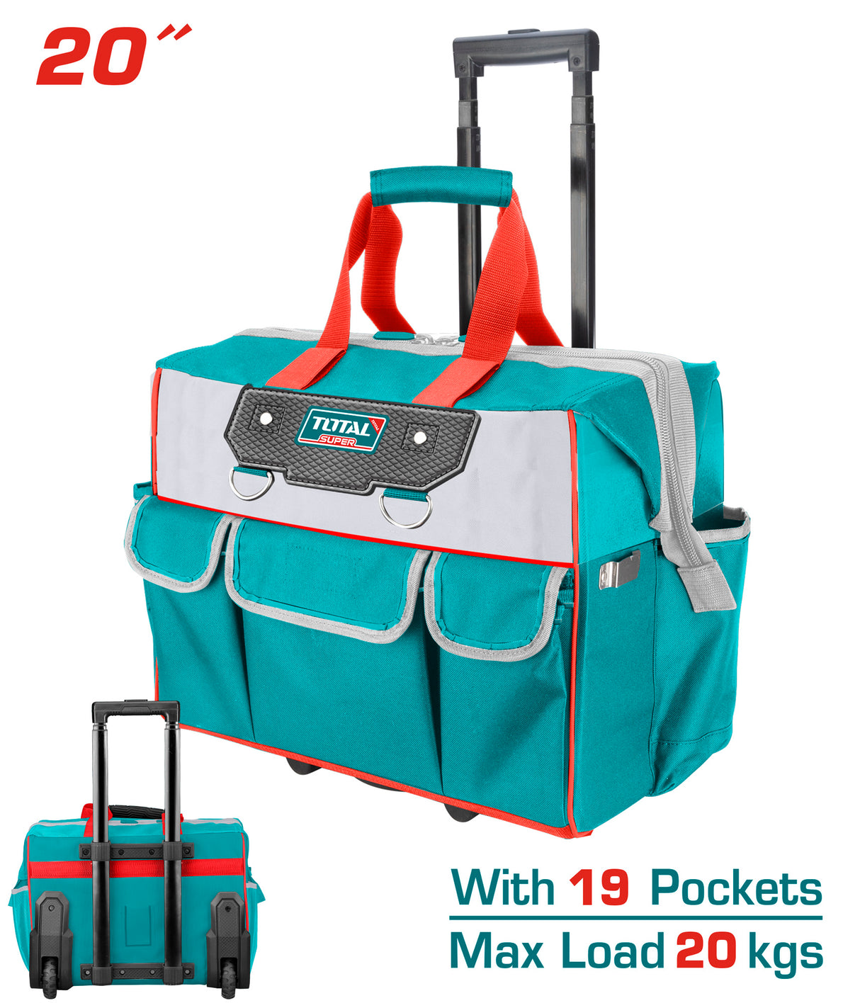 Geanta scule cu roti TOTAL 20", maner telescopic, poliester 600D/1680D, capacitate 20 kg, 1, atomico.ro