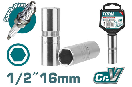 Chei auto - mecanica, Cheie de bujii TOTAL - 16mm INDUSTRIAL, 1, atomico.ro