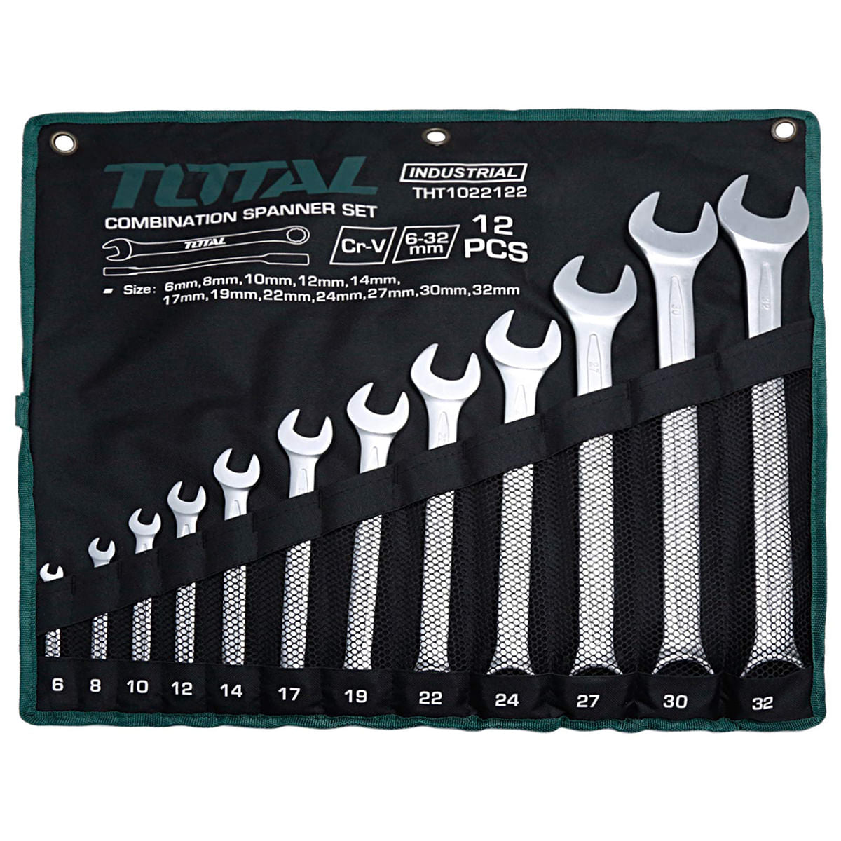 Set 12 chei combinate fixe/inelare TOTAL Industrial - 6-32m, 1, atomico.ro