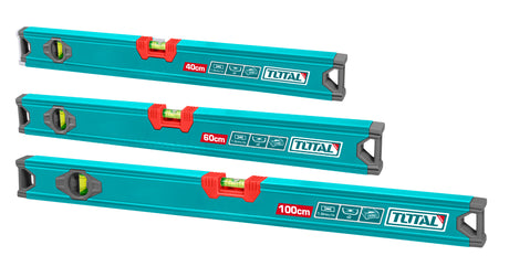Nivele, Set nivele cu bula TOTAL 3 piese, 40 cm, 60 cm, 100 cm, aluminiu, 1, atomico.ro
