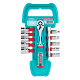 Set tubulare TOTAL 1/4", 12 piese, clichet 72T, extensie 100 mm, Cr-V