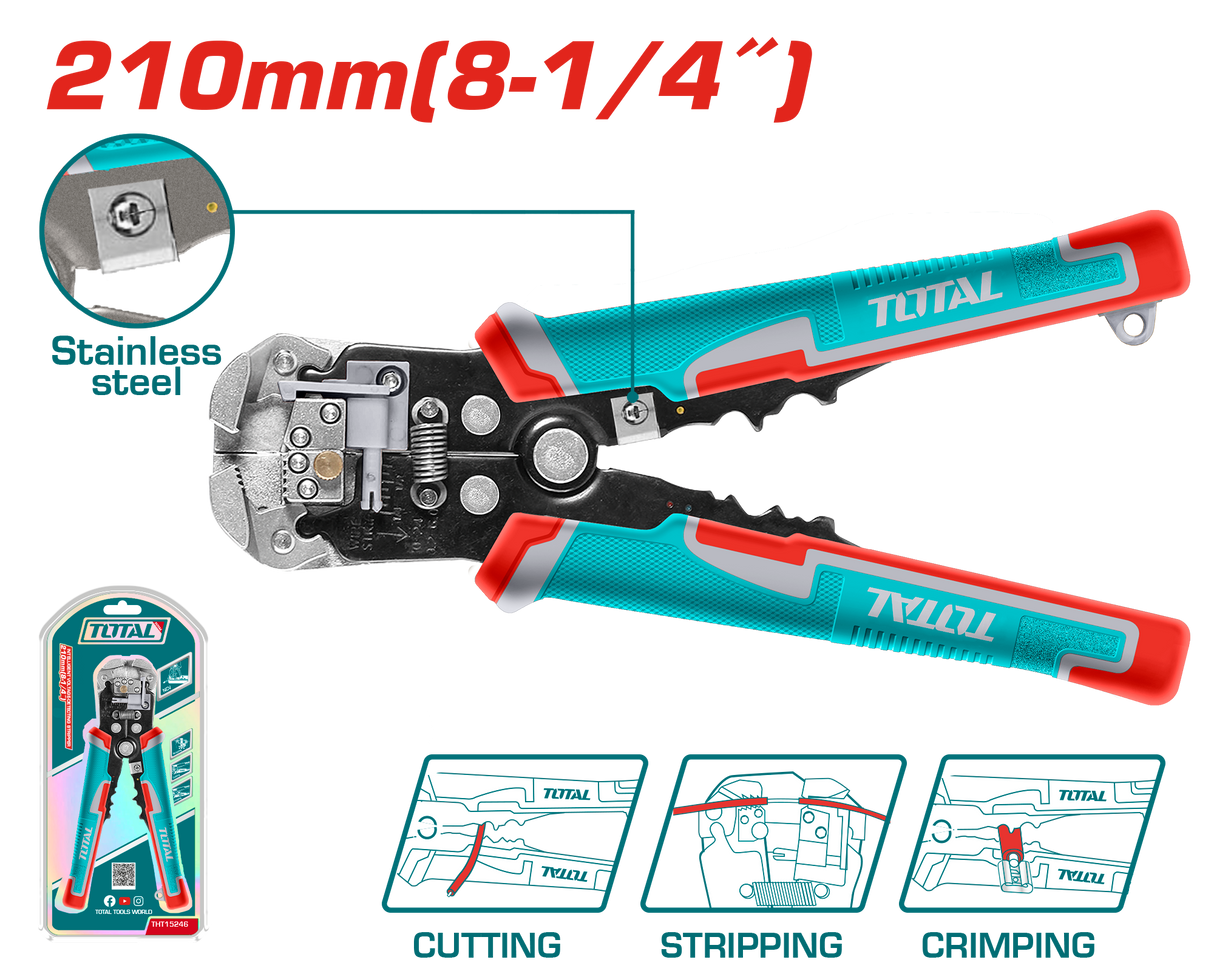 Cleste multifunctional TOTAL 7"/180 mm, Cr-V, teflon, maner TPR, 6, atomico.ro