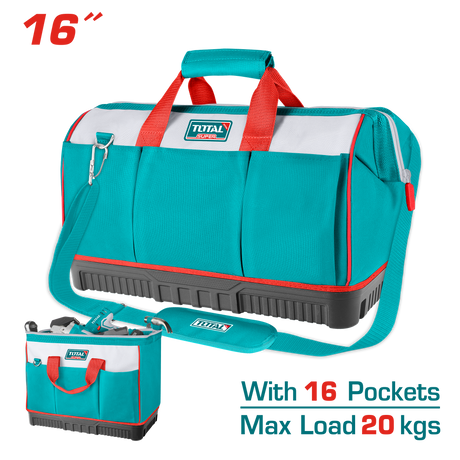 Depozitare, transport si protectie, Geanta scule TOTAL 16", poliester 1680D, baza rigida, capacitate 20 kg, curea umar, 7, atomico.ro