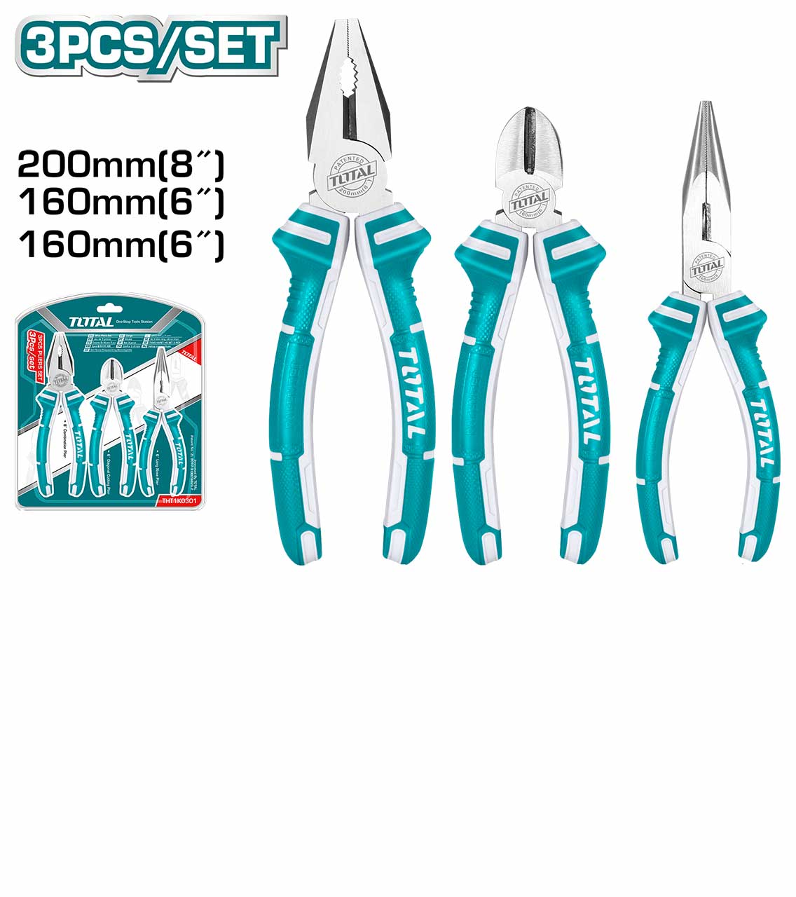 Set 3 clesti TOTAL super select 200mm/160mm patent, cleste taietor, cleste varf ascutit, 1, atomico.ro