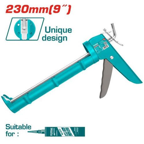 Scule si unelte de mana, Pistol silicon TOTAL 9", mecanism cu dinti, pentru cartuse 310 ml, 6, atomico.ro