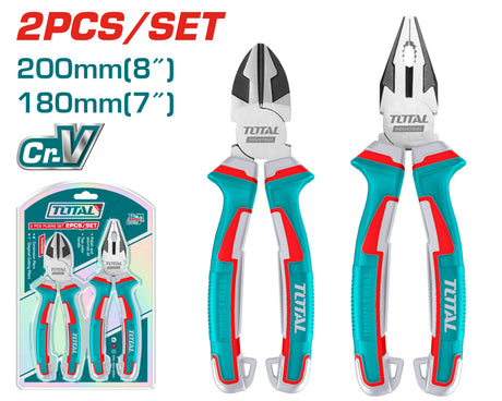 Clesti auto - mecanica, Set clesti TOTAL – patent 8" si cleste taietor 7", otel Cr-V, maner TPR, atomico.ro