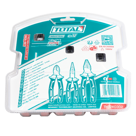Clesti auto - mecanica, Set clesti izolati TOTAL electrician 3 piese, Cr-V, 1000V, patent, varf lung si taietor, 2, atomico.ro