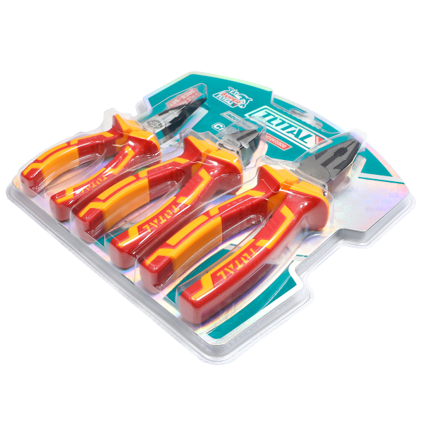 Set clesti izolati TOTAL electrician 3 piese, Cr-V, 1000V, patent, varf lung si taietor, 3, atomico.ro