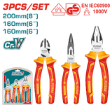 Set clesti izolati TOTAL electrician 3 piese, Cr-V, 1000V, patent, varf lung si taietor