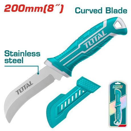 Scule si utilaje constructii, Cutit dezizolat cabluri TOTAL 200 mm, lama curbata, inox, cu protectie, 5, atomico.ro