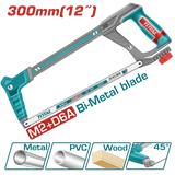 Fierastrau cu cadru metalic TOTAL 300mm (12") – lama bimetalica 24TPI, unghi reglabil 45°/90°