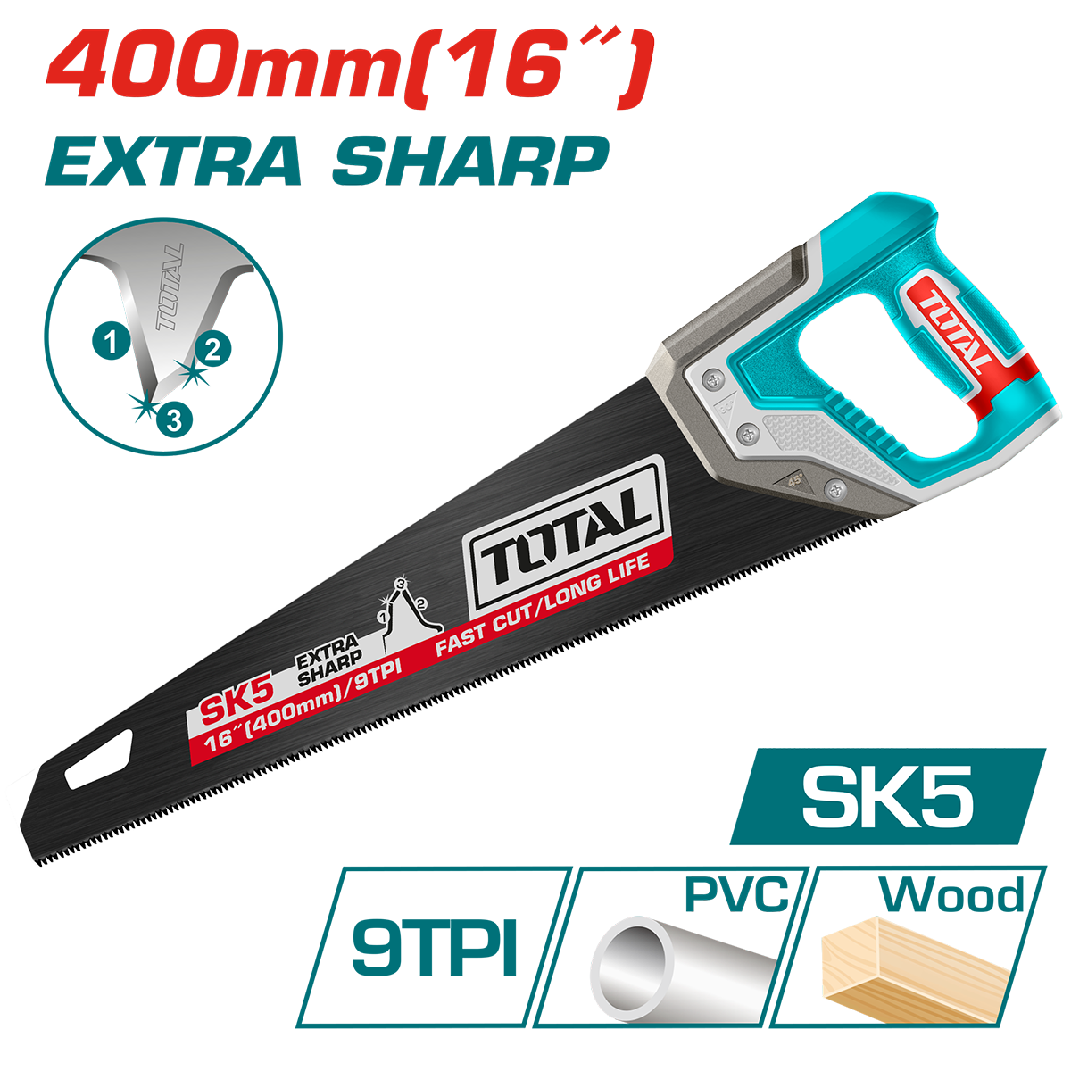 Fierastrau pentru lemn TOTAL 16" (400 mm) Industrial – SK5, 9TPI, 2, atomico.ro