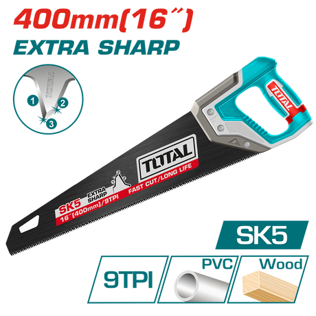 Fierastraie, Fierastrau pentru lemn TOTAL 16" (400 mm) Industrial – SK5, 9TPI, 2, atomico.ro