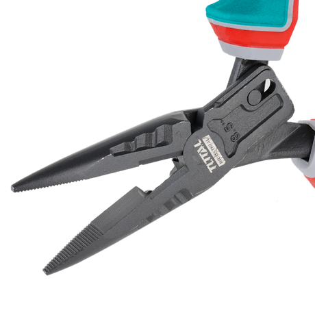 Clesti electricieni, Cleste varf ascutit TOTAL 8.5"/215 mm, Cr-V, teflon, maner TPR, multifunctional, 4, atomico.ro
