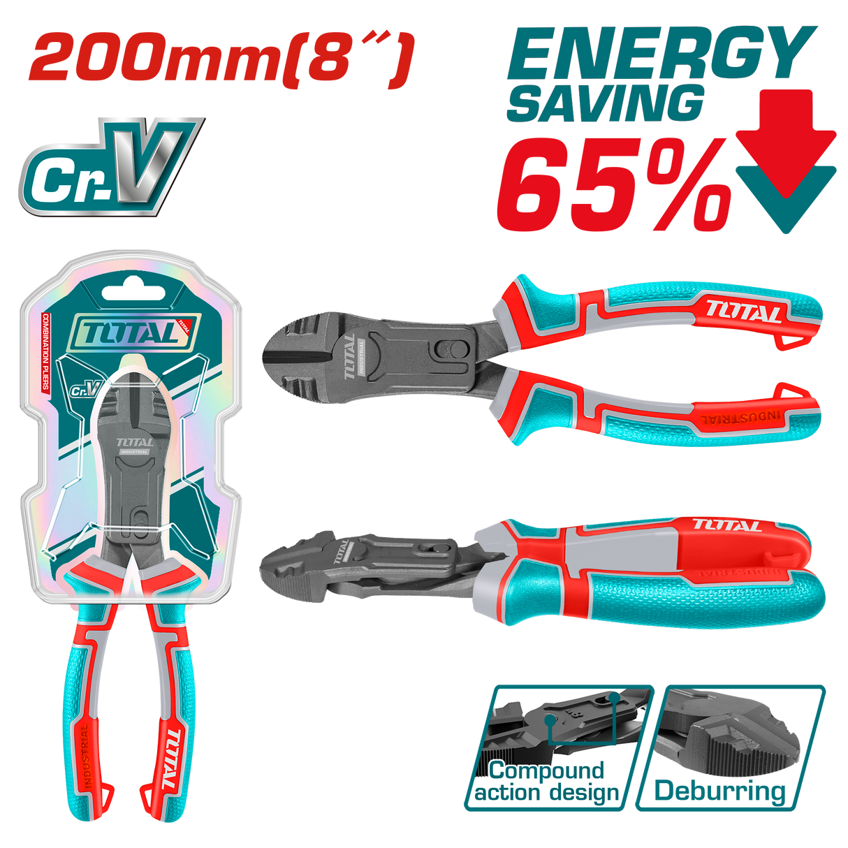 Cleste taietor multifunctional TOTAL 8"/200 mm, Cr-V, teflon, maner TPR, 6, atomico.ro