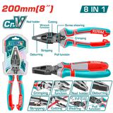 Patent multifunctional TOTAL 8-in-1, 8"/200 mm, Cr-V, teflon, maner TPR