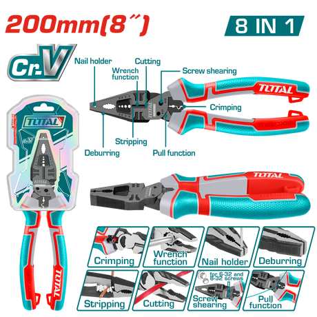 Patenti, Patent multifunctional TOTAL 8-in-1, 8"/200 mm, Cr-V, teflon, maner TPR, 6, atomico.ro